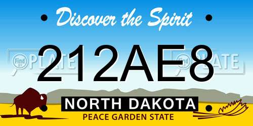 212AE8 North Dakota License Plate