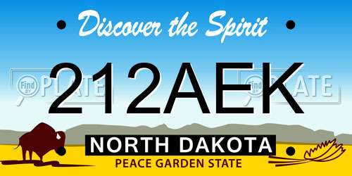 212AEK North Dakota License Plate