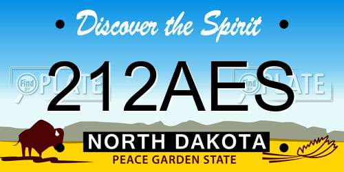 212AES North Dakota License Plate