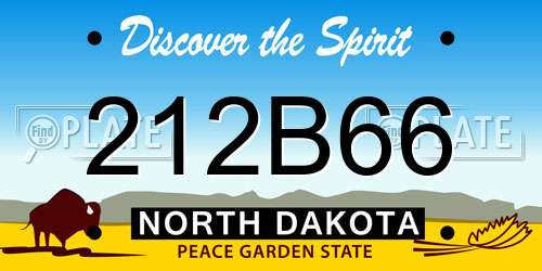 212B66 North Dakota License Plate