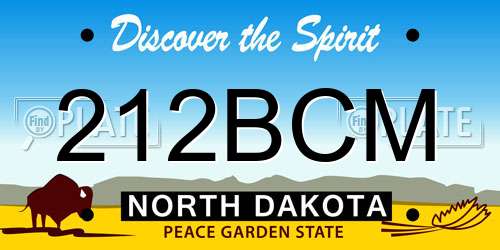 212BCM North Dakota License Plate