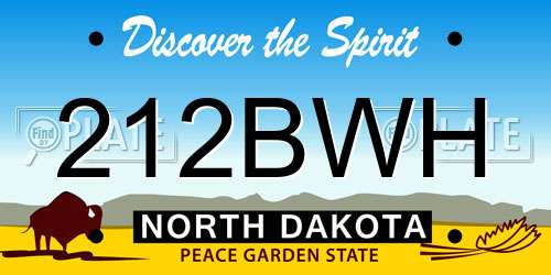212BWH North Dakota License Plate