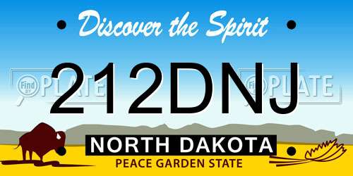 212DNJ North Dakota License Plate