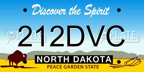 212DVC North Dakota License Plate