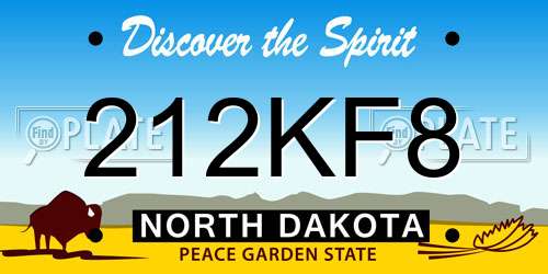 212KF8 North Dakota License Plate