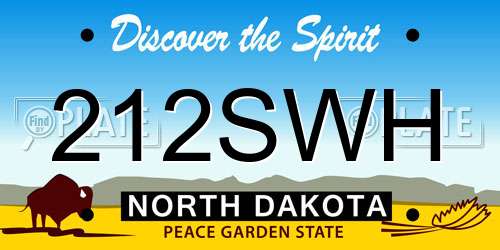 212SWH North Dakota License Plate