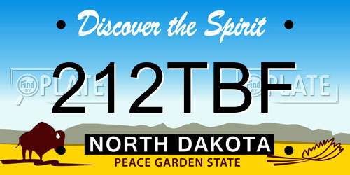 212TBF North Dakota License Plate
