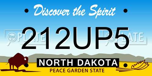 212UP5 North Dakota License Plate