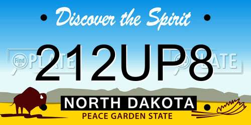 212UP8 North Dakota License Plate