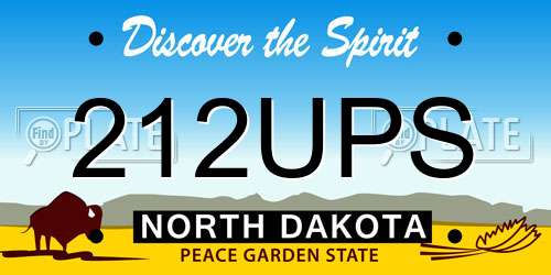 212UPS North Dakota License Plate