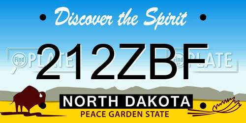 212ZBF North Dakota License Plate