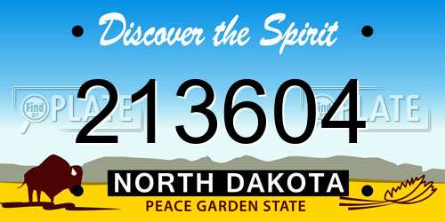 213604 North Dakota License Plate