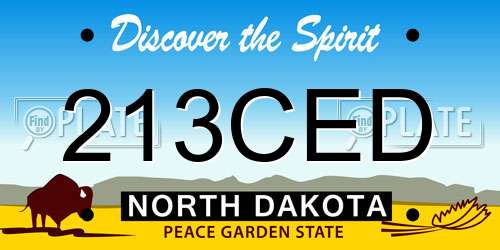 213CED North Dakota License Plate