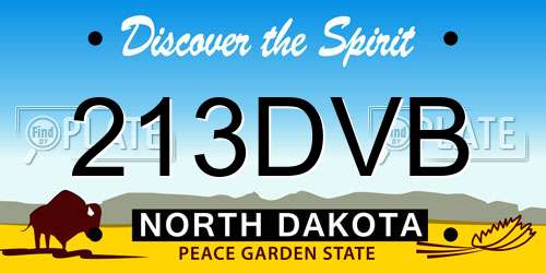 213DVB North Dakota License Plate