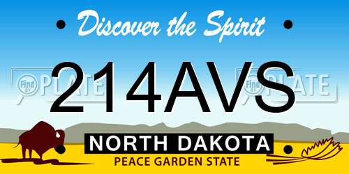 214AVS North Dakota License Plate