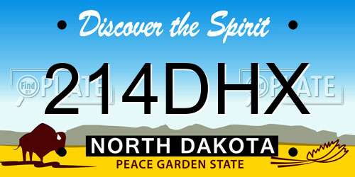 214DHX North Dakota License Plate