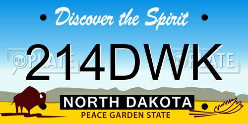 214DWK North Dakota License Plate