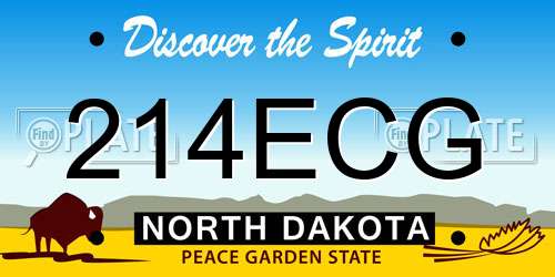 214ECG North Dakota License Plate