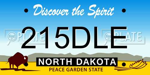 215DLE North Dakota License Plate