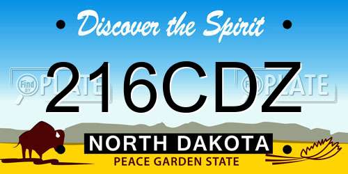 216CDZ North Dakota License Plate
