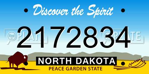 2172834 North Dakota License Plate