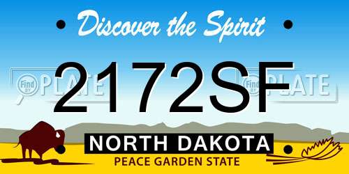 2172SF North Dakota License Plate