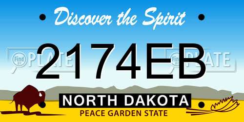 2174EB North Dakota License Plate