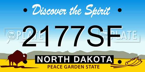 2177SF North Dakota License Plate