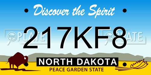 217KF8 North Dakota License Plate