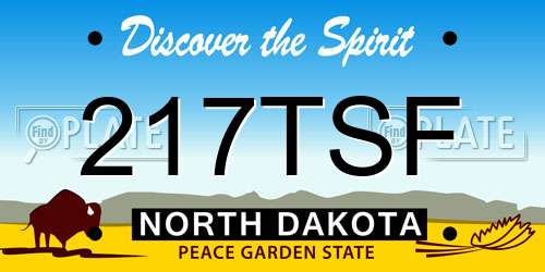 217TSF North Dakota License Plate