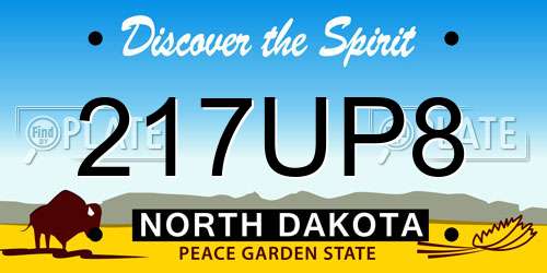 217UP8 North Dakota License Plate