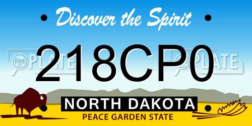 218CP0 North Dakota License Plate