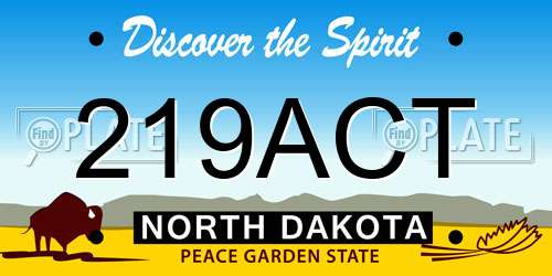 219ACT North Dakota License Plate