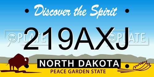 219AXJ North Dakota License Plate