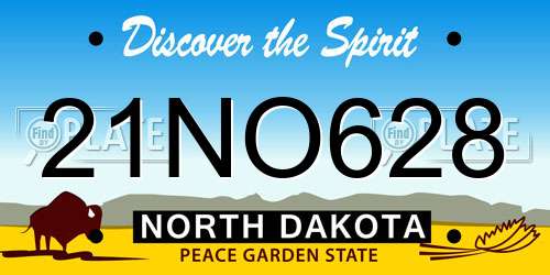 21NO628 North Dakota License Plate