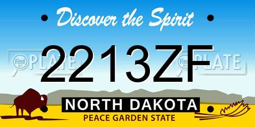 2213ZF North Dakota License Plate