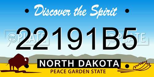 22191B5 North Dakota License Plate