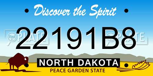 22191B8 North Dakota License Plate