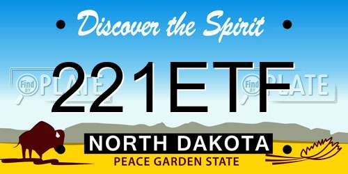 221ETF North Dakota License Plate