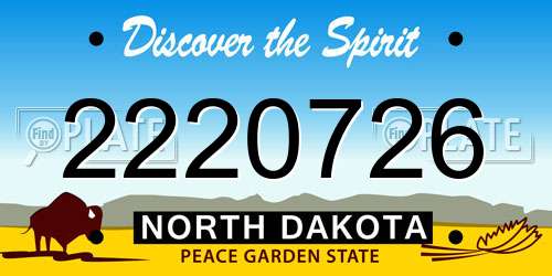 2220726 North Dakota License Plate