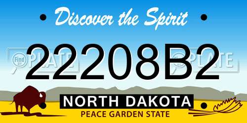 22208B2 North Dakota License Plate