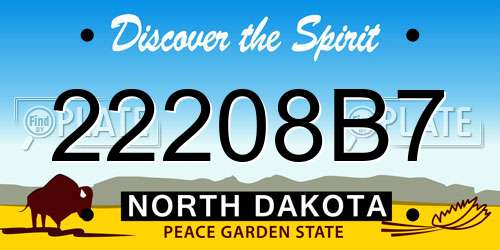 22208B7 North Dakota License Plate