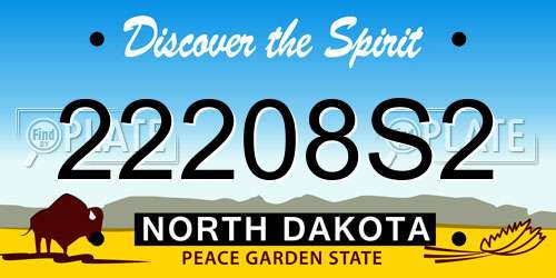 22208S2 North Dakota License Plate