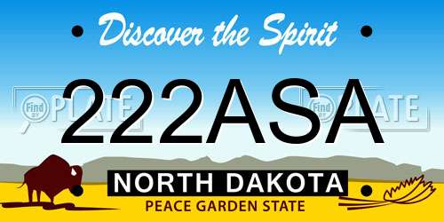 222ASA North Dakota License Plate