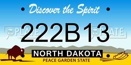 222B13 North Dakota License Plate