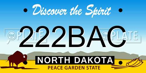 222BAC North Dakota License Plate