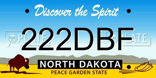 222DBF North Dakota License Plate