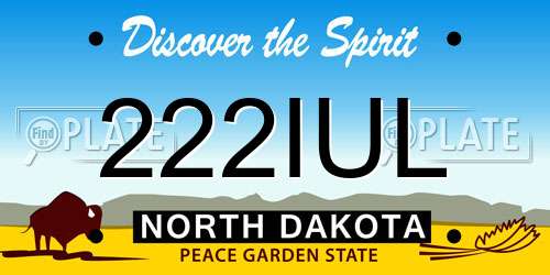 222IUL North Dakota License Plate