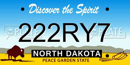 222RY7 North Dakota License Plate