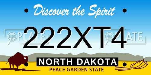 222XT4 North Dakota License Plate